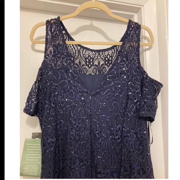NWT Size 16 Navy Dress Cold Shoulder, MOB Dress, Bridal - Picture 2 of 7